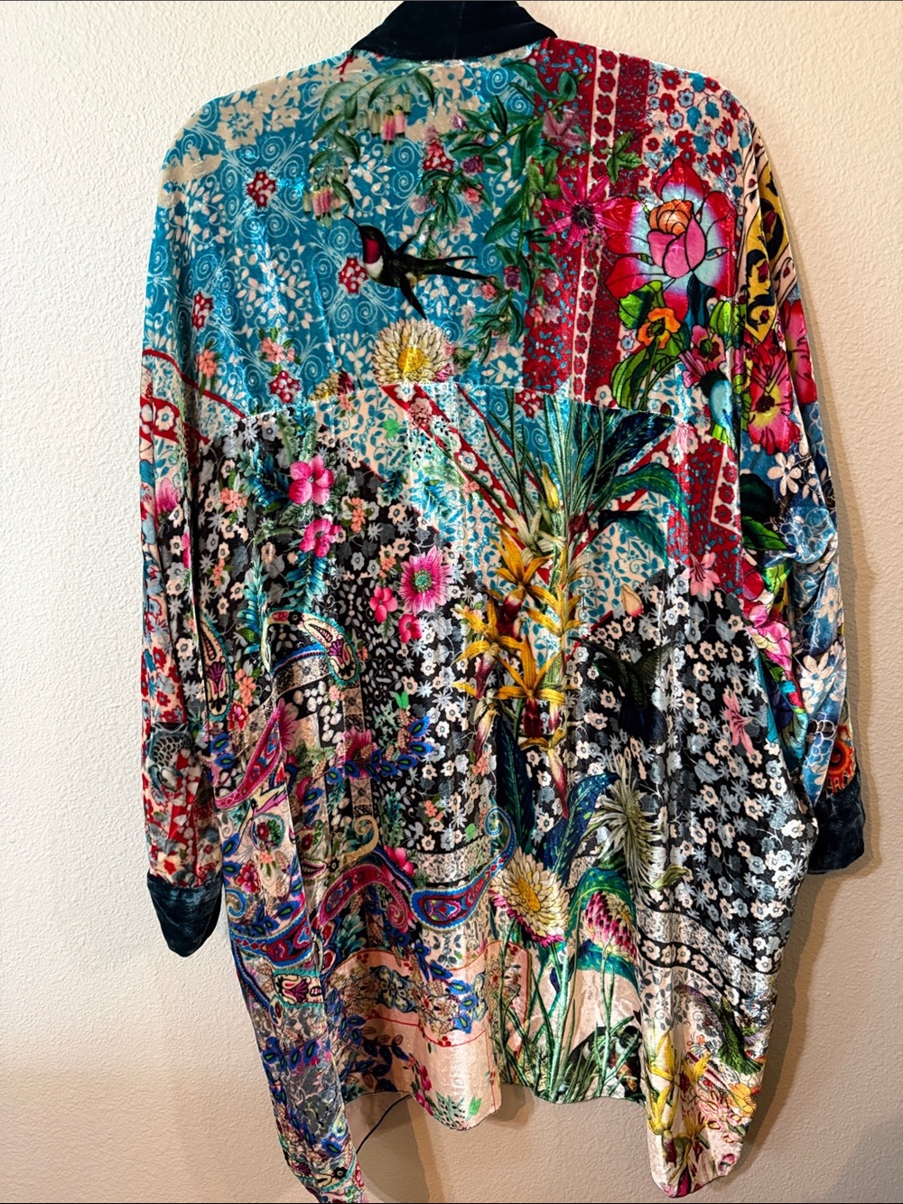 Johnny Was Velvet Floral Patchwork - Teal, Yellow, Pink, Black - Picture 3 of 3